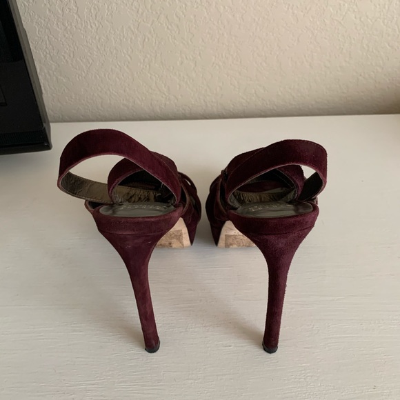 Stuart Weitzman Strappy Platform Heels - Suede 7 - Picture 4 of 6